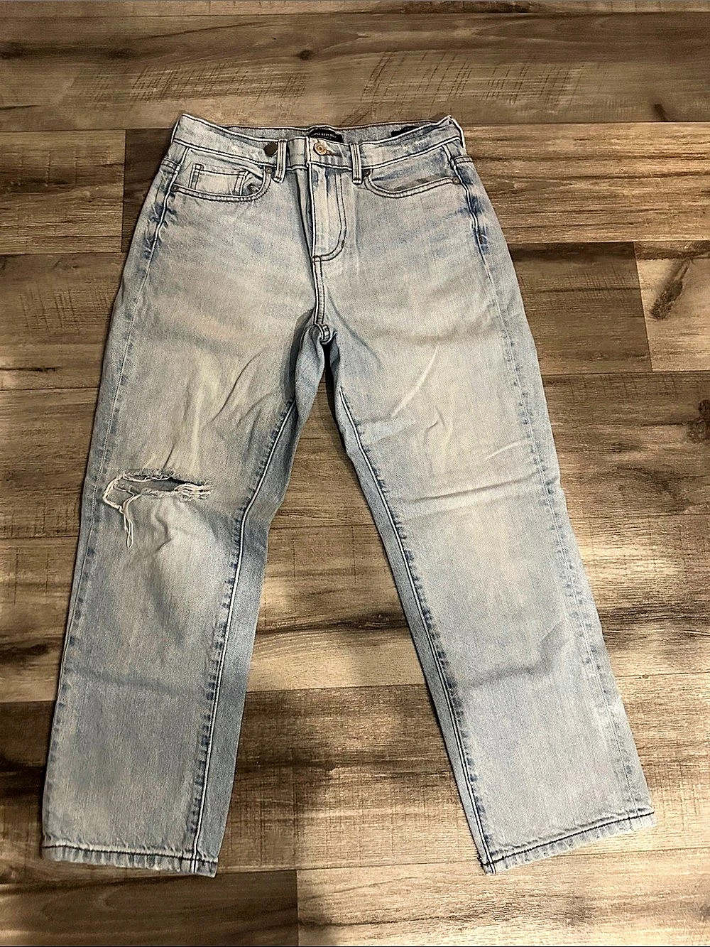 Banana Republic High-Rise Straight Jeans Distressed Straight Leg Jeans in Blue